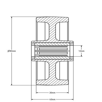 Rvs wiel 80 mm - Nylon - rollager - 150 kg