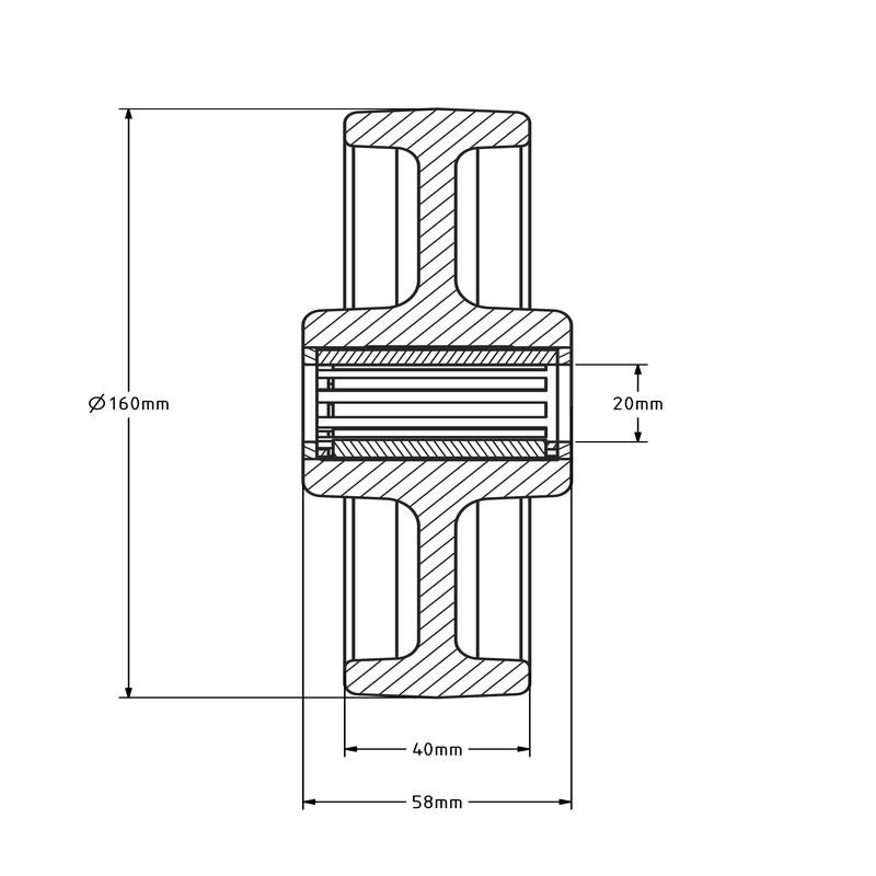 Rvs wiel 160 mm - Nylon - rollager - 400 kg