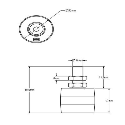 Geleiderol 52 mm schuifpoort - polyamide - 125 kg