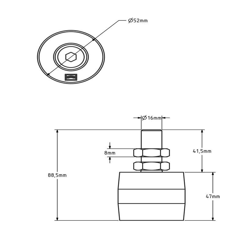 Geleiderol 52 mm schuifpoort - polyamide - 125 kg