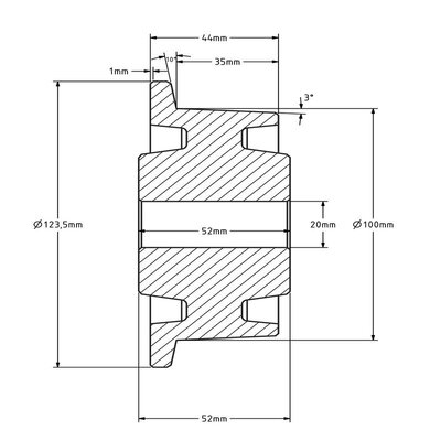 Flenswiel 100 mm - gietijzer - 800 kg