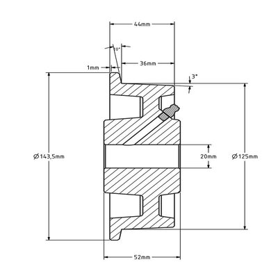 Flenswiel 125 mm - gietijzer - 900 kg