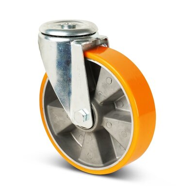 PU zwenkwiel 200 mm - boutgat - kogellager - 400 kg