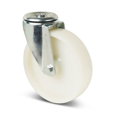 Nylon zwenkwiel 200 mm - boutgat - rollager- 350 kg