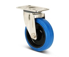 Rvs zwenkwiel 80 mm rubber - 110 kg