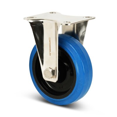 Rvs bokwiel 125 mm - Elastisch rubber - 190 kg