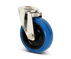 Rvs zwenkwiel 125 mm rubber - 190 kg