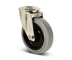 Rvs zwenkwiel 125 mm rubber - 190 kg
