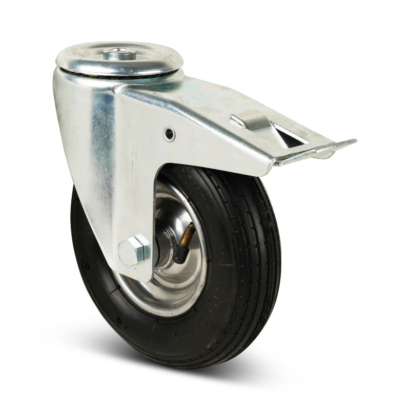 Zwenkwiel met rem 200 mm - luchtband - 75 kg