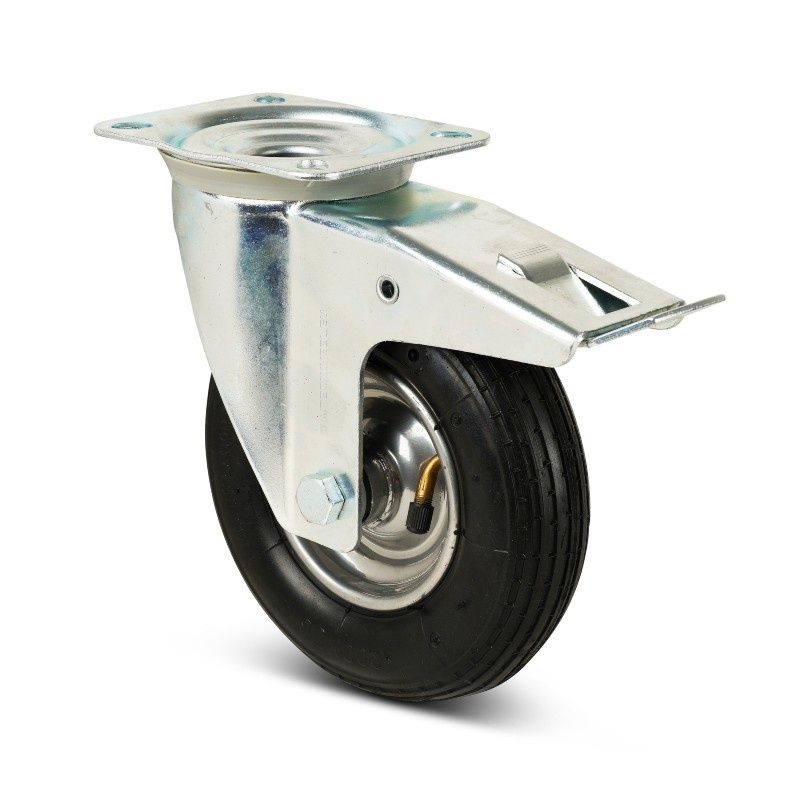 Zwenkwiel met rem 200 mm - luchtband - 75 kg