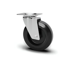 Hittebestendig zwenkwiel rubber 100 mm - 80 kg