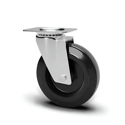 Hittebestendig zwenkwiel rubber 100 mm - 80 kg