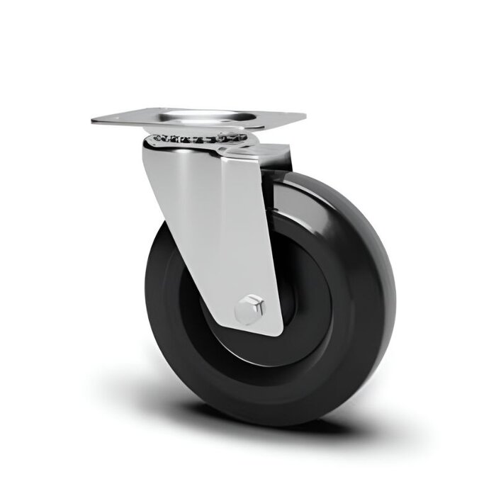 Hittebestendig zwenkwiel rubber 100 mm - 80 kg