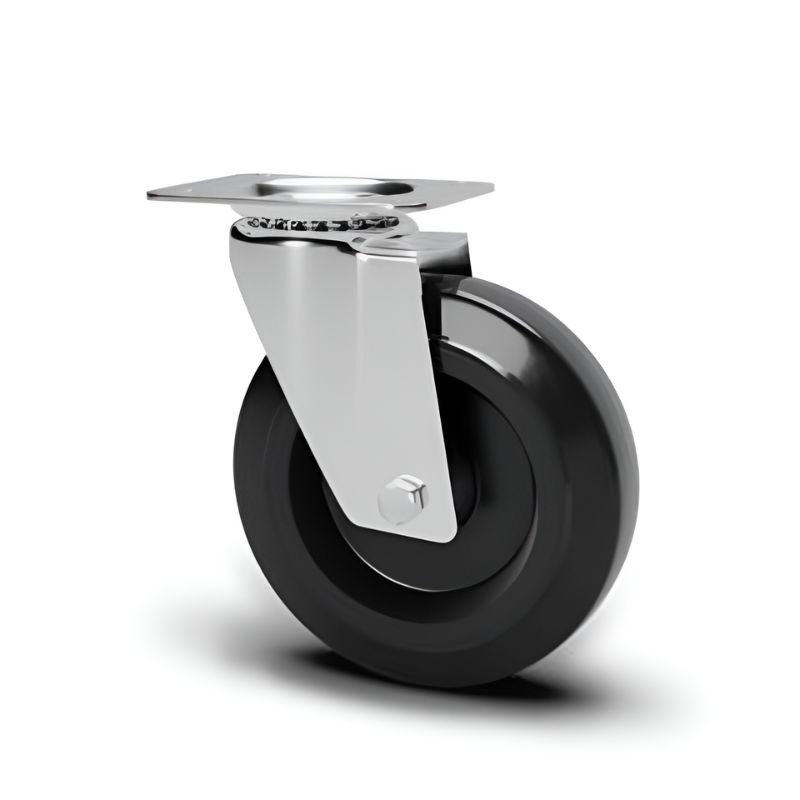 Hittebestendig zwenkwiel rubber 100 mm - 80 kg