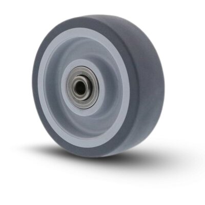 Rubber wiel 75 mm - kogellager asgat 6 mm - 75 kg