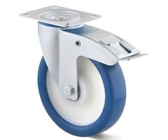 RVS PU zwenkwiel met rem 160 mm - 450 kg