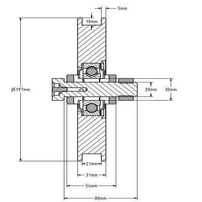Groefwiel 160 mm met vierkante groef - 710 kg