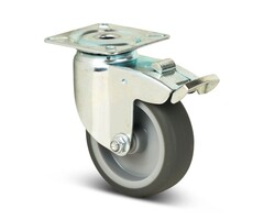 TPR rubber zwenkwiel met rem 75 mm - 75 kg