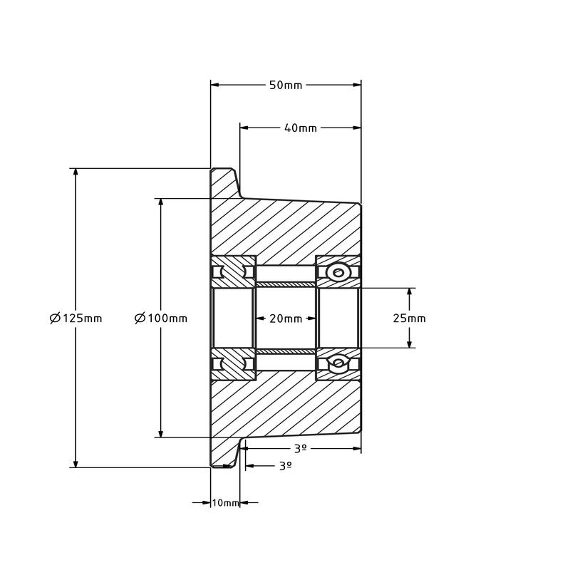 Flenswiel 100 mm - Staal C45 - 1200 kg
