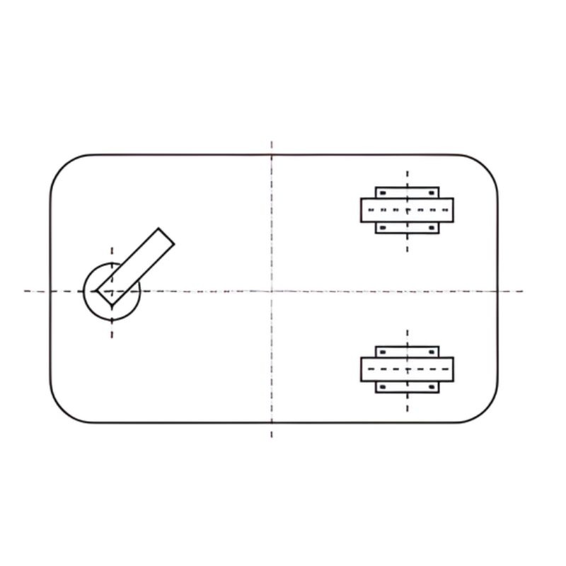 1 zwenkwiel / 2 bokwielen