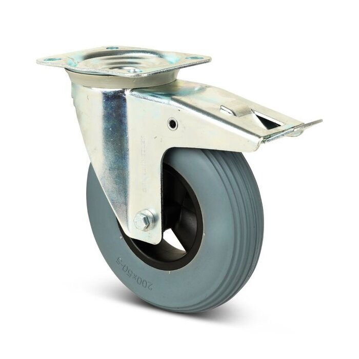 Antilek zwenkwiel met rem 200 mm - geschuimd PU - 100 kg
