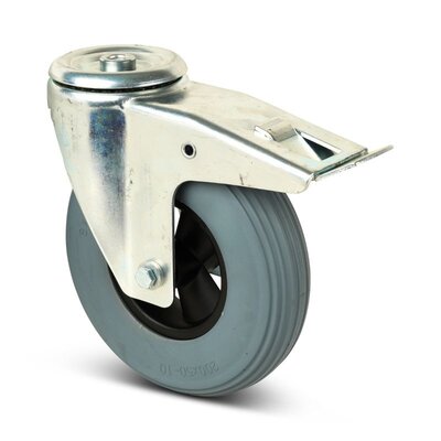 Antilek zwenkwiel met rem 200 mm - geschuimd PU - 100 kg