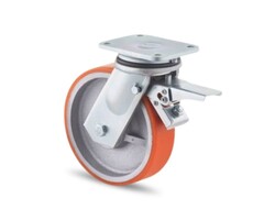 PU zwenkwiel met rem 300 mm - 2100 kg