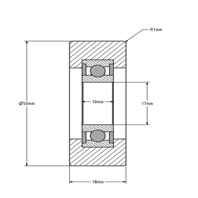 Geleiderol 50x18 mm - polyurethaan - 100 kg