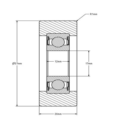 Geleiderol 57x20 mm - polyurethaan - 135 kg