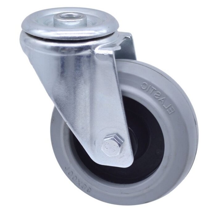 Rubber zwenkwiel 125 mm - kogellager - 220 kg