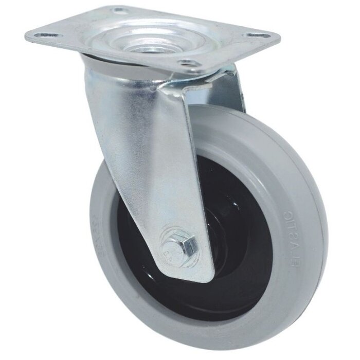 Rubber zwenkwiel 125 mm - kogellager - 220 kg