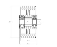PU wiel 80 mm - 220 kg