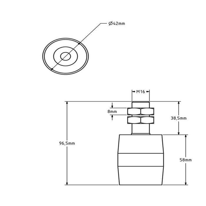 Geleiderol 42 mm schuifpoort - polyamide - 80 kg