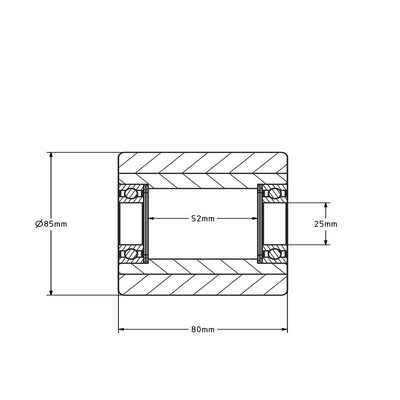 PU palletrol 85x80 mm - kogellager - 600 kg