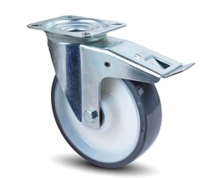 PU zwenkwiel met rem 160 mm - 350 kg