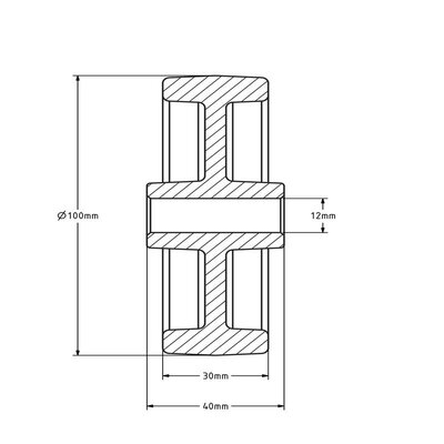Nylon wiel 100 mm - asgat 12 mm - 200 kg