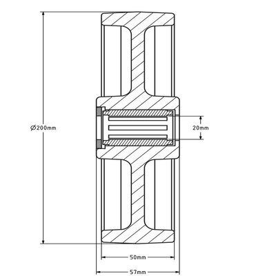 Rvs wiel 200 mm - Nylon - rollager - 500 kg