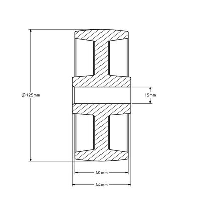 Nylon wiel 125 mm - asgat 15 mm - 300 kg