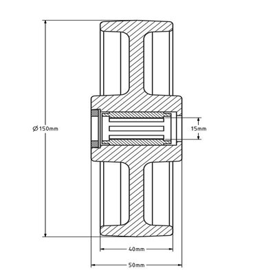 Rvs wiel 150 mm - polyamide - rollager - 400 kg