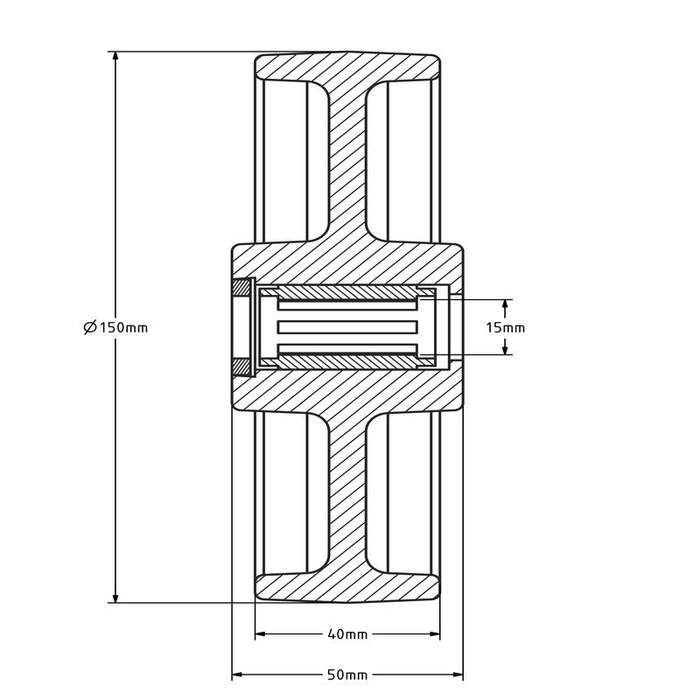 Rvs wiel 150 mm - polyamide - rollager - 400 kg