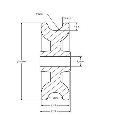 Kabelschijf 40 mm met U groef - 18 kg