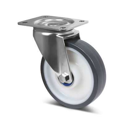 Rvs zwenkwiel 160 mm - kogellager - 450 kg