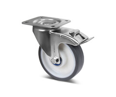 Rvs zwenkwiel met rem 160 mm PU - 350 kg
