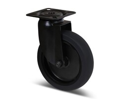 Zwart zwenkwiel 100 mm - 80 kg
