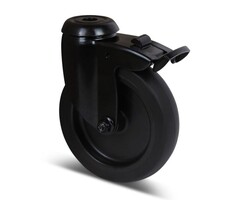 Zwart zwenkwiel met rem 100 mm - 80 kg