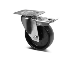 Rvs hittebestendig zwenkwiel met rem 100 mm - 150 kg