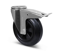 Volrubber zwenkwiel met rem 200 mm - 205 kg
