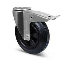 Volrubber zwenkwiel met rem 160 mm - 135 kg