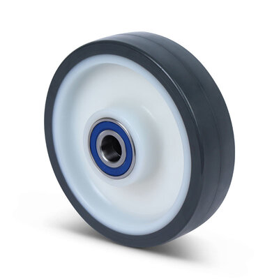 Rvs wiel 160 mm - zacht PU - kogellager - 450 kg