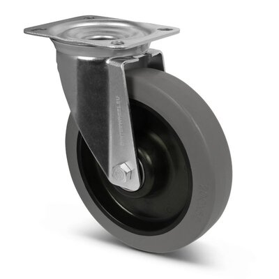 Rubber zwenkwiel 200 mm - kogellager - 400 kg